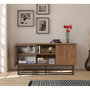 Hanah Home Consola Moderna e Industrial Nogal y Negro con Almacenamiento 140x72x36 cm